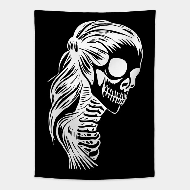 Skeleton Girl in White Tapestry by Nuletto