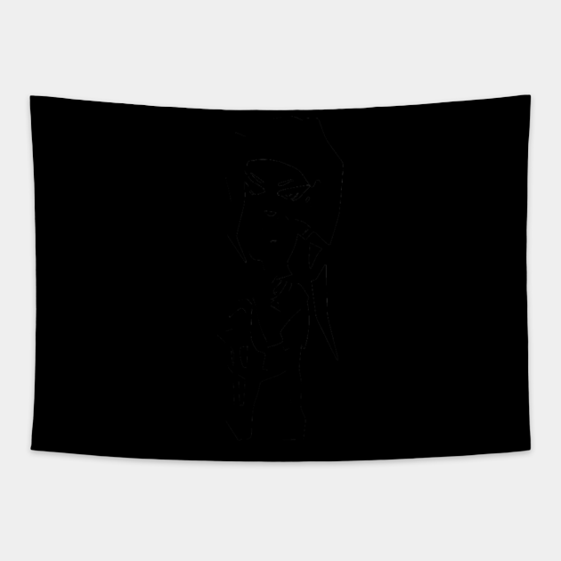 Rakshasa minimal silhouette white Tapestry by WannabeArtworks