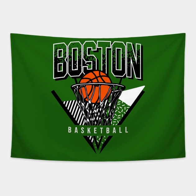 Boston Basketball 90s Throwback Tapestry by funandgames