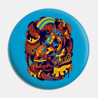 Orange Blue Abstract Wave of Thoughts No 2 Pin