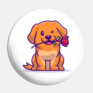 Cute Dog With Rose Pin