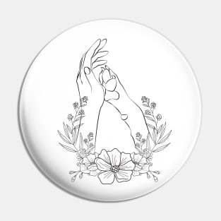 Woman & Dog paw Floral Pin