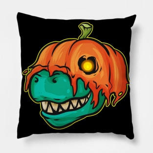 T-Rex Wearing A Pumpkin As Costume For Halloween Pillow