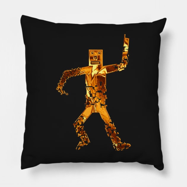 Falling apart, golden puppet. Pillow by robelf