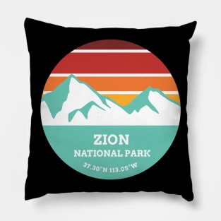 Zion National Park Retro Mountain Pillow