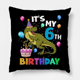 Kids 6 Year Old 6th Birthday Boy Dino T Rex Dinosaur Pillow