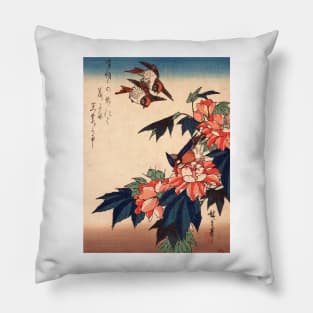 Swallows and Kingfisher with Rose Mallows Pillow