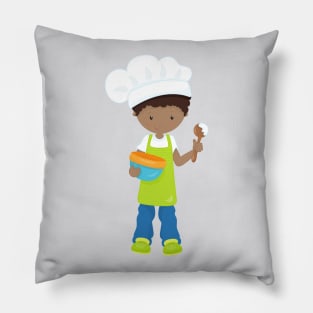African American Boy, Baking, Baker, Bakery, Apron Pillow