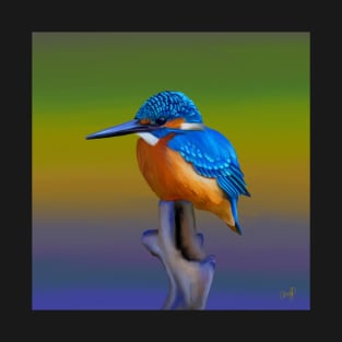 Common kingfisher painting, beautiful blues and oranges, great gift for a bird lover T-Shirt