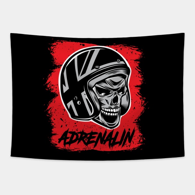 Skull Vintage Helmet Tapestry by hardmachine