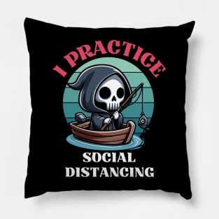Practice Social Distancing - Fishing Reaper Pillow