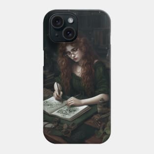 Girl with Glasses Sketching in Garden Shed Phone Case