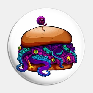 Tentacle monster hamburger Pin