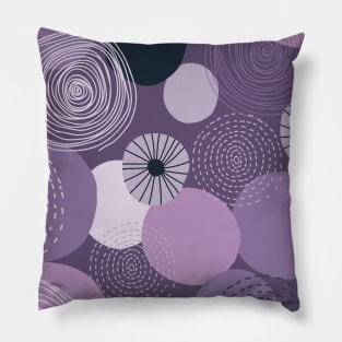 Purple Boho Vintage Circles Pillow