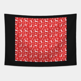 Reindeer Silhouettes and Snowflakes Tapestry