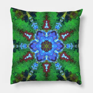 Psychedelic Hippie Blue and Green Pillow