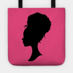 cute curly hair Brown Barbie style silhouette Cute 4c Tote