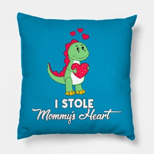 I Stole Mommy's Heart Boy Valentine's Day T-rex Pillow