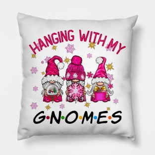 Funny Christmas Gnome Hanging With My Gnomies Family Pajamas Pillow