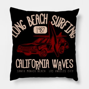 Long Beach Surf vintage surfboard california Pillow