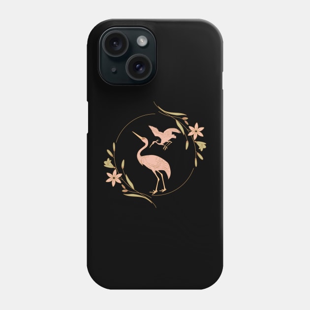 Pink Crane - Vintage Floral Bird Phone Case by TopKnotDesign