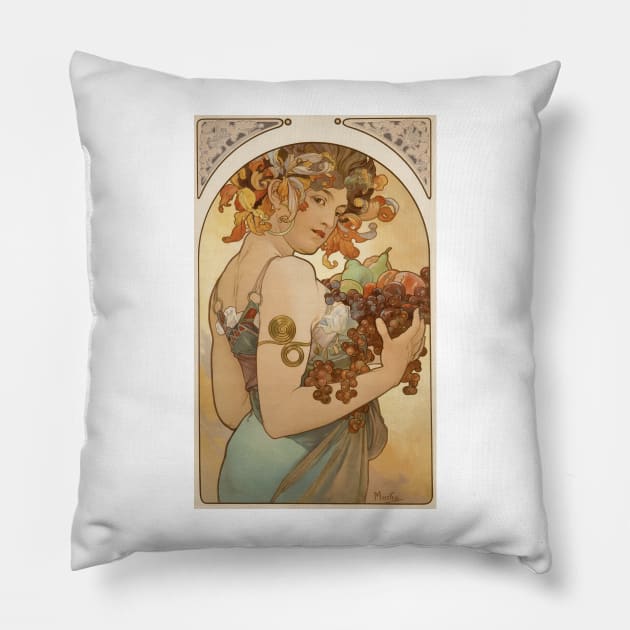 Fruit, Mucha Pillow by immortalpeaches