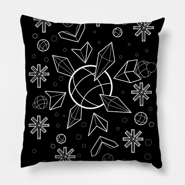 Abstract Geometric Snowflake Pillow by Narithian