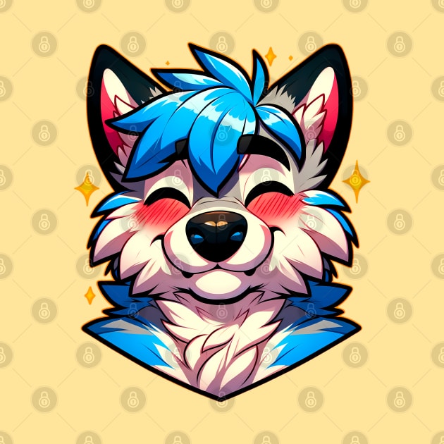 Blushing Happy Furry Anthro Wolf ^_^ by Blue Bull Bazaar