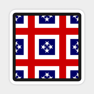 White Stars On Blue in Red White Stripes Pattern Magnet