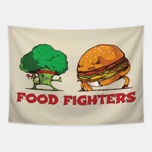 Broccoli and Burger Fighting Food For Martial Arts Lovers Tapestry