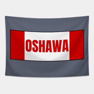 Oshawa City in Canadian Flag Colors Tapestry