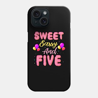 Sweet Sassy And Five Birthday Donut For Girls 5 Year Old Phone Case