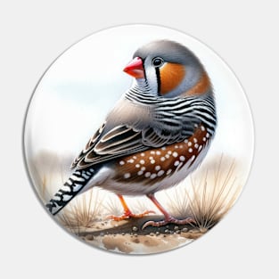 Colorful Zebra Finch - Watercolor Bird Pin