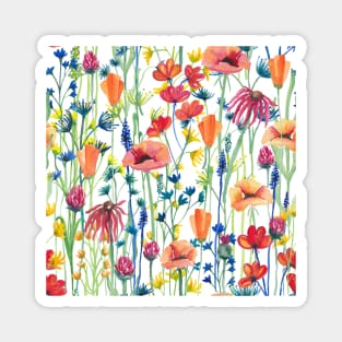 Watercolor painted wildflower meadow repeat Magnet