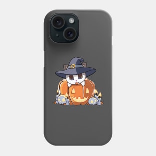 White cat in a pumpkin Phone Case