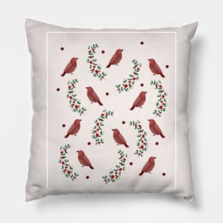 Red sparrow and mistletoe Pillow