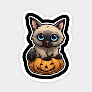 Cute Siamese Cat Lover Funny Halloween Siamese Cat Magnet