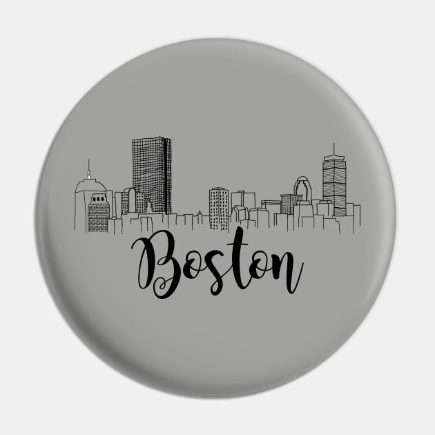 Boston Skyline 4 Pin by doodlesbydani