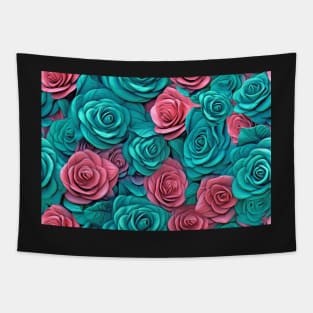 Roses Pink & Blue Coffee all over Tote Bag Mug Tapestry