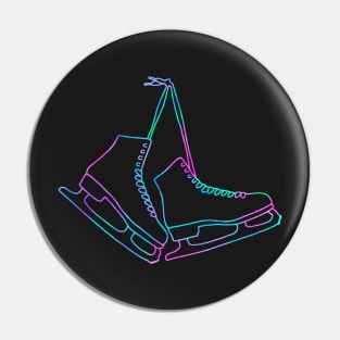 Neon hanging ice skates outline Pin