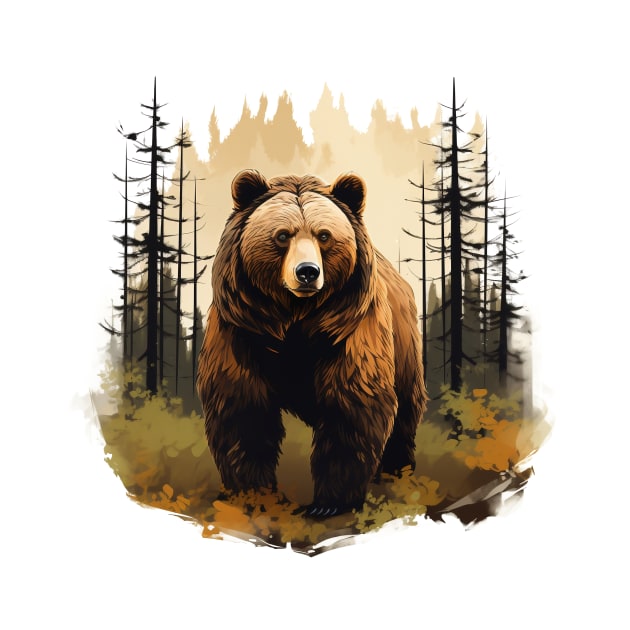 Watercolor Grizzly Bear by zooleisurelife