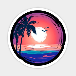 Colorful Beach Sunset Summer Design Magnet