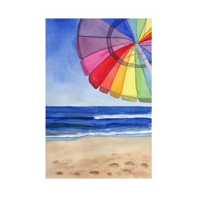 Chillin at the beach Fine Art Watercolor Painting by Sandraartist