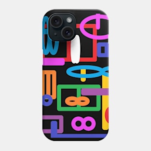 Rainbow  and black geometric abstract art design Phone Case