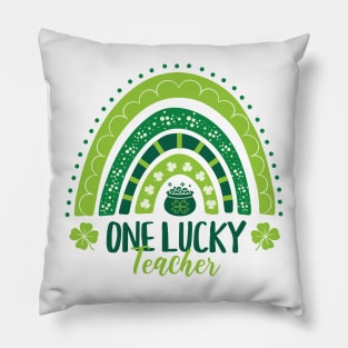 One Lucky Teacher St Patricks Day Rainbow Pillow