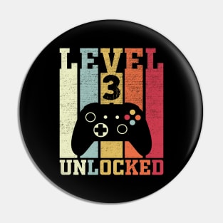 Level 3 Unlocked Funny Video Gamer 3rd Birthday Gift Pin