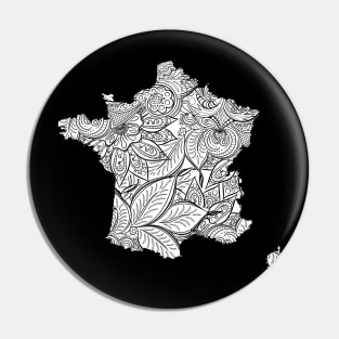 Mandala art map of France with text in white Pin