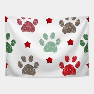 Paw print with snowflakes Tapestry