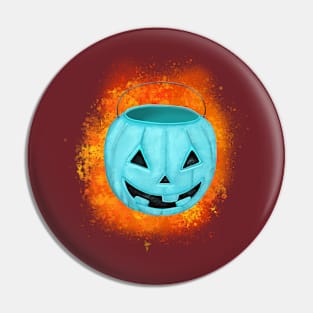 Teal Pumpkin Pail (on orange) Pin