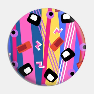 Pink 80s Memphis Abstract Postmodern Pattern Pin